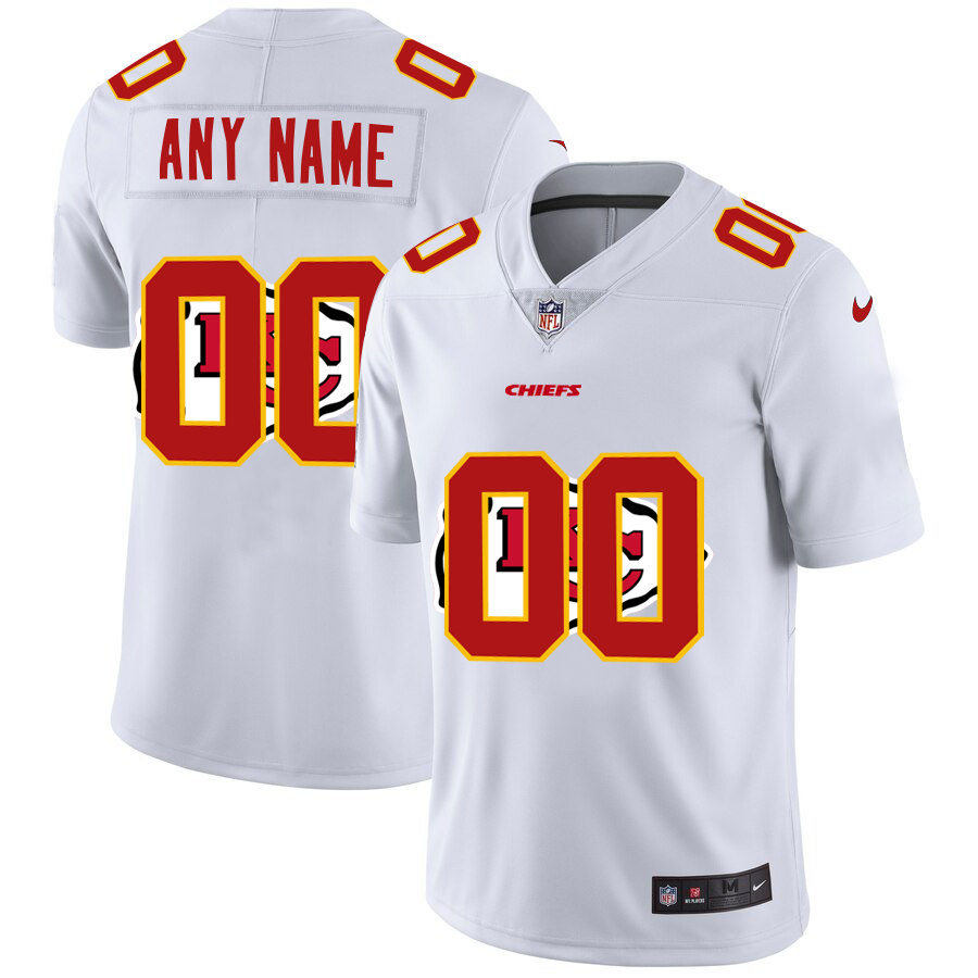 Wholesale Kansas City Chiefs Custom White Men Nike Team Logo Dual Overlap Limited NFL Jersey->customized nfl jersey->Custom Jersey